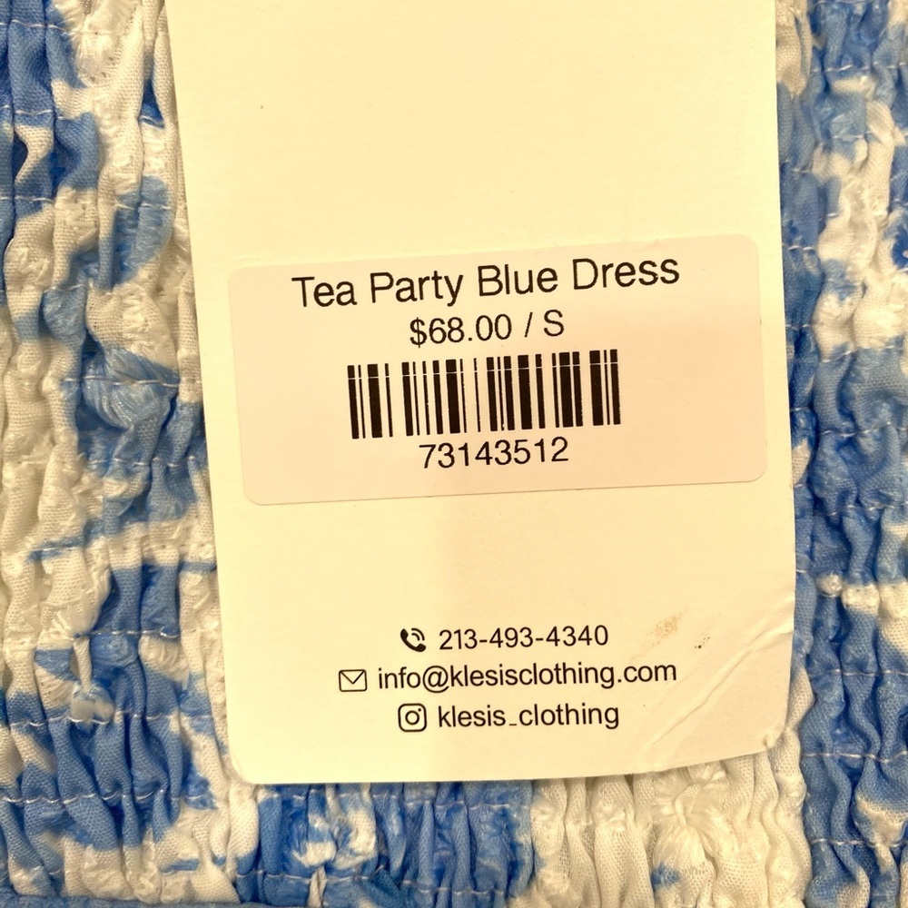 Klesis Dress Women’s Small Blue White Floral Strapless Croquette Cocktail Party - Picture 11 of 13